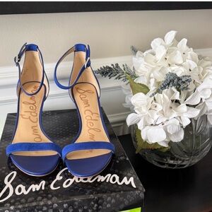 Sam Edelman Women's Patti Ankle Strap Sandals in Royal Blue Suede